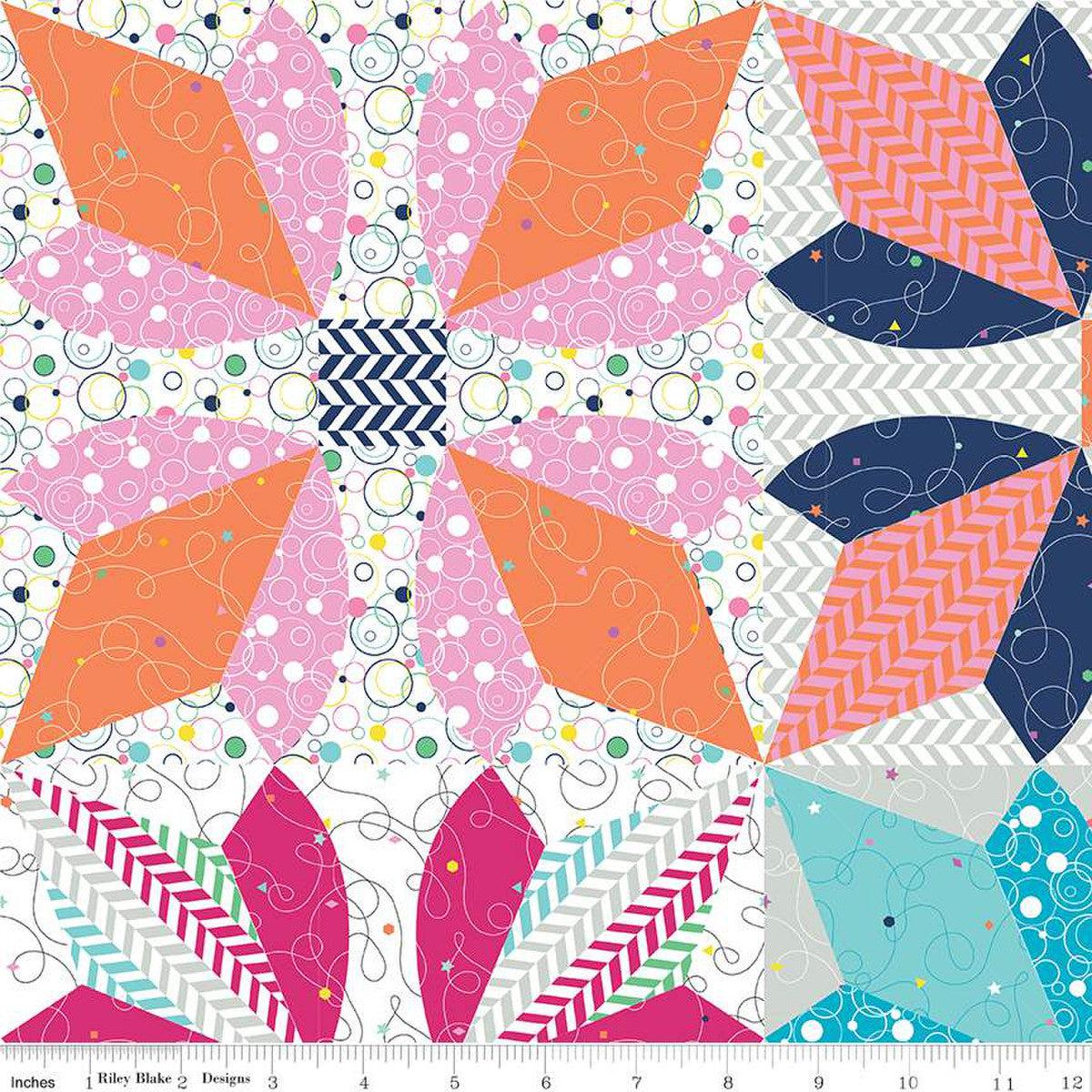Effervescence Multi Four Buds Cheater Print Fabric-Riley Blake Fabrics-My Favorite Quilt Store