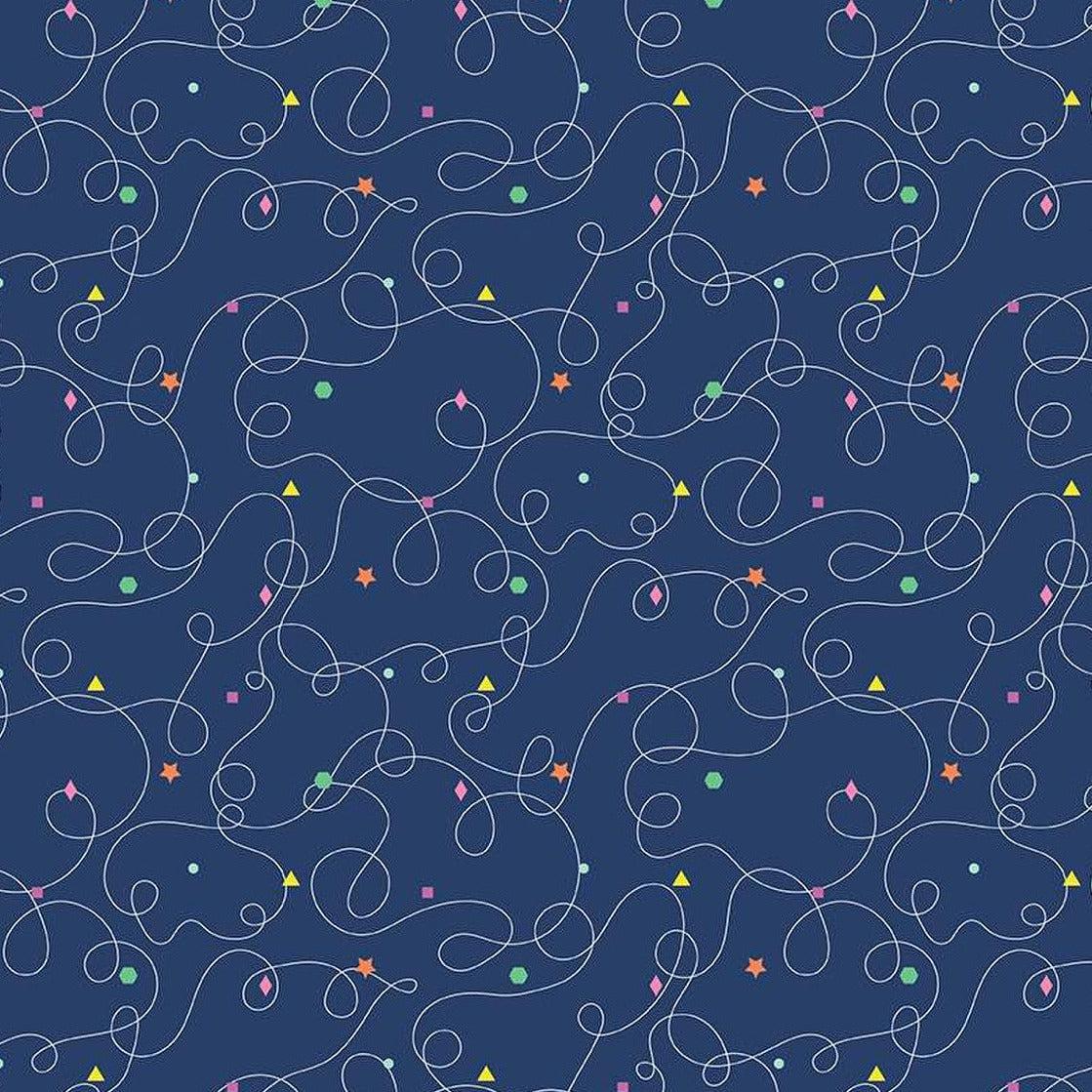 Effervescence Navy Squiggles Fabric