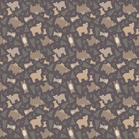 Elmer & Eloise Bears Brown Fabric