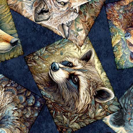 Enchanted Forest Navy Animal Patchwork Fabric-QT Fabrics-My Favorite Quilt Store