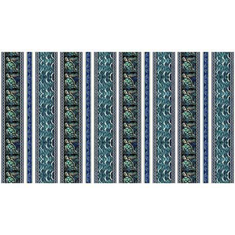 Endless Blues Teal Sea Turtle Stripe Fabric-QT Fabrics-My Favorite Quilt Store