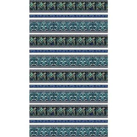 Endless Blues Teal Sea Turtle Stripe Fabric