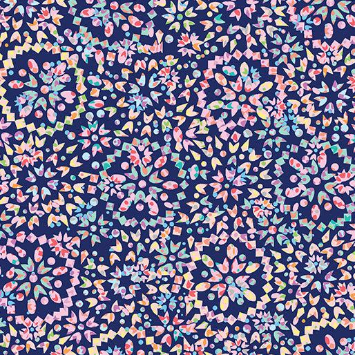 Enjoy the Ride Kaleidoscope Geo Navy Fabric-Benartex Fabrics-My Favorite Quilt Store