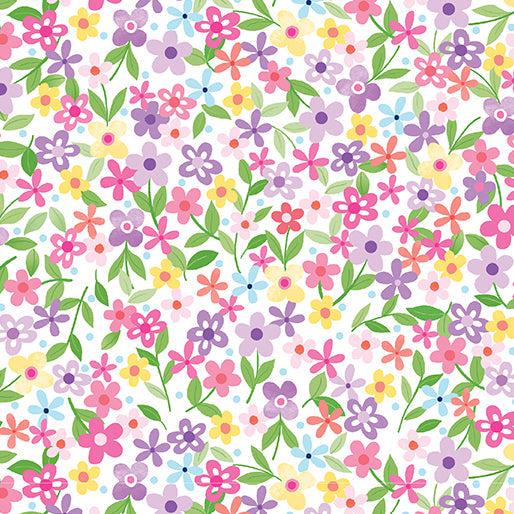 Enjoy the Ride Springtime Floral White Fabric