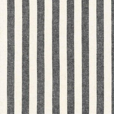 Essex Yarn Dyed Classic Wovens Black Wide Striped Fabric-Robert Kaufman-My Favorite Quilt Store