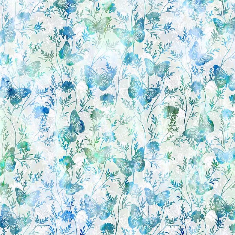 Ethereal Blue Butterfly Fabric