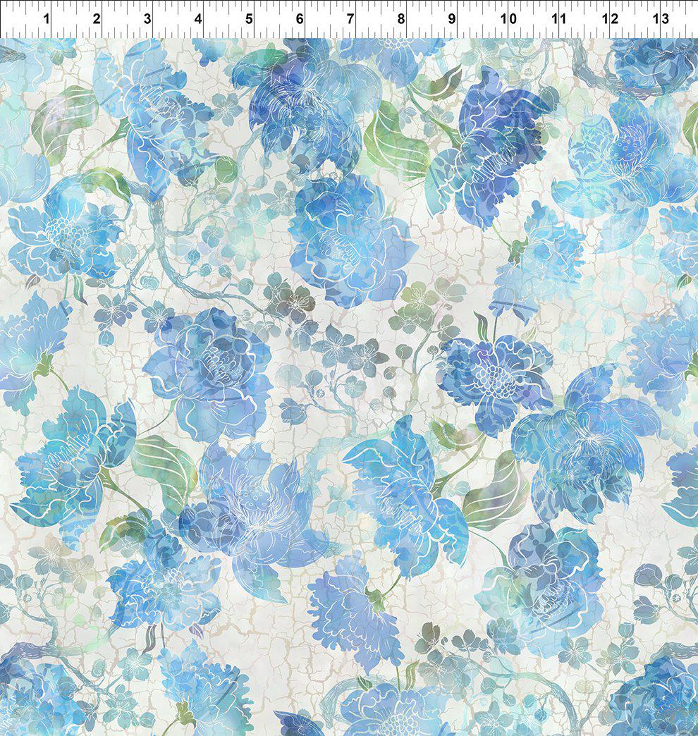 Ethereal Blue Large Floral Print Fabric-In The Beginning Fabrics-My Favorite Quilt Store