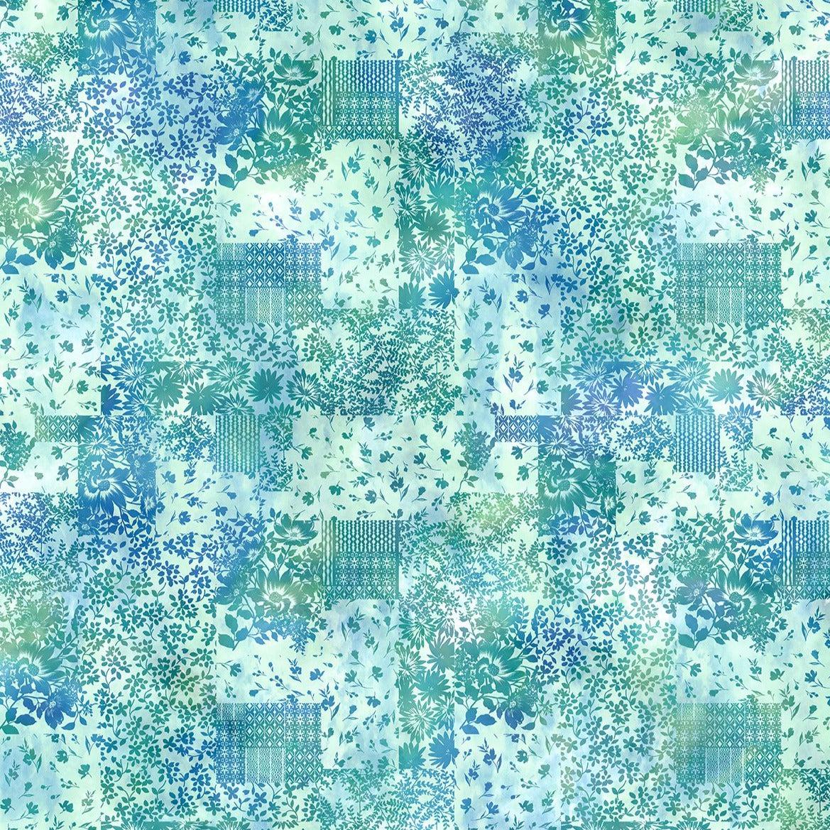 Ethereal Blue Patchwork Fabric