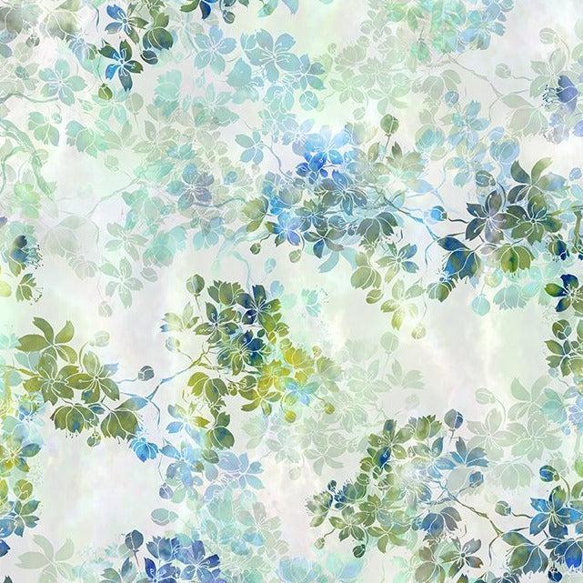 Ethereal Blue and Green Fern Fabric