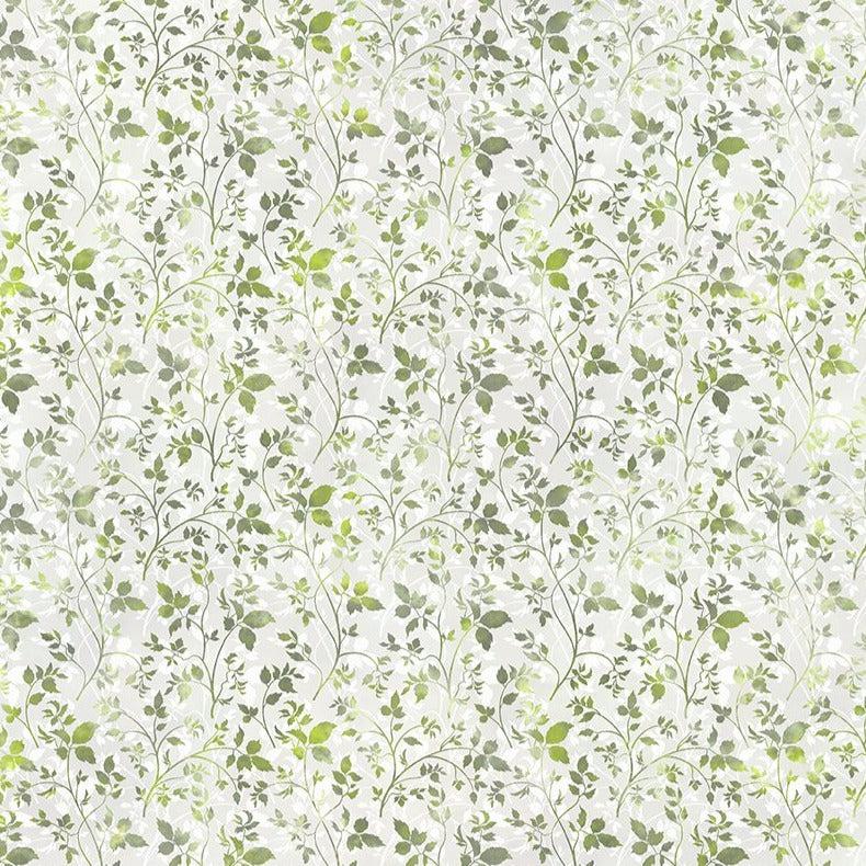 Ethereal Green Vines Fabric – End of Bolt – 12″ × 44/45″