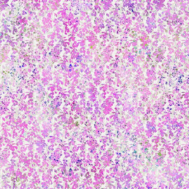Ethereal Magenta Leaves Fabric