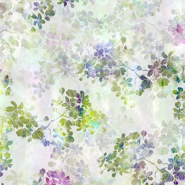 Ethereal Magenta and Green Fern Fabric