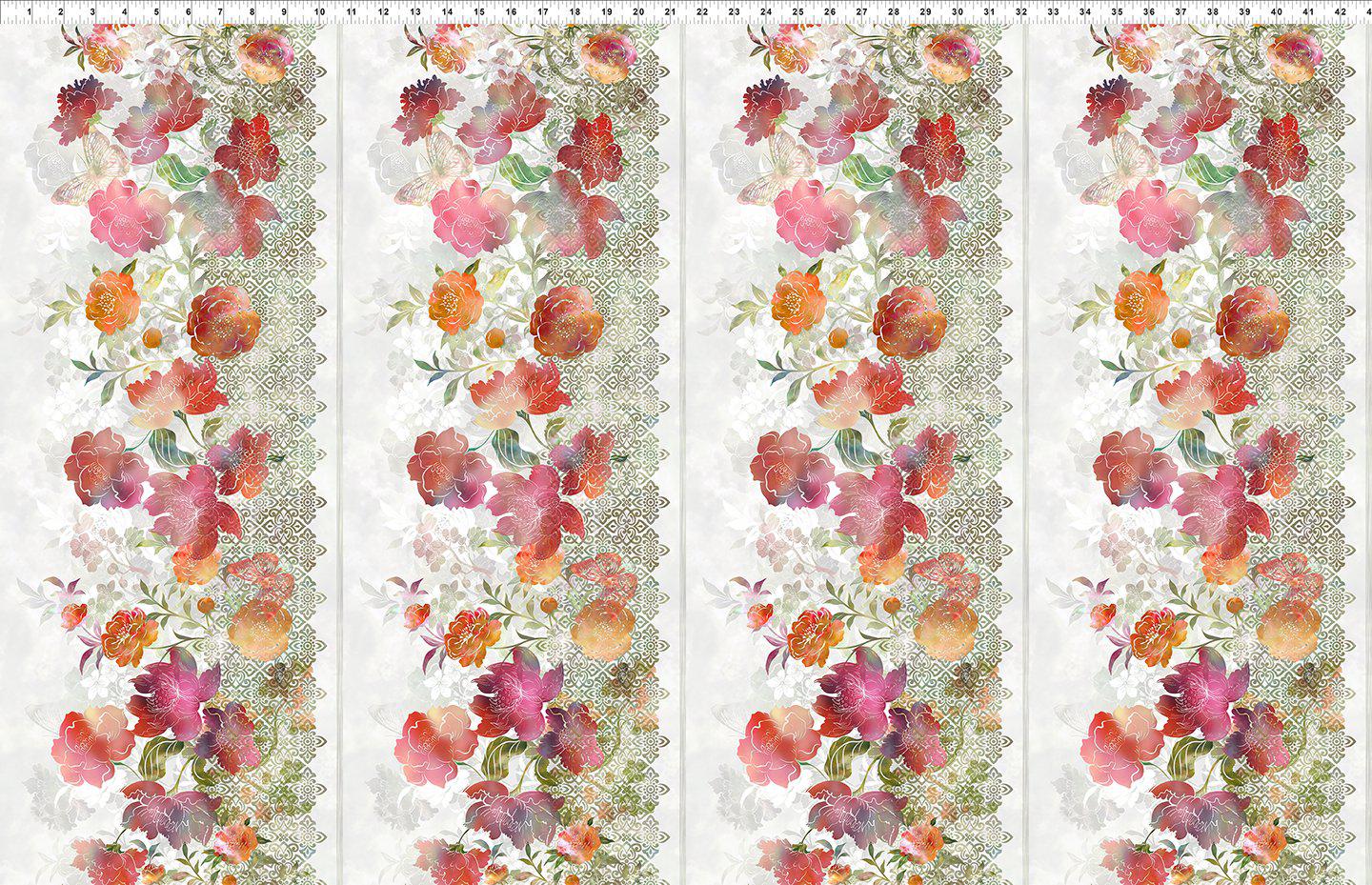 Ethereal Red Floral Border Print Fabric-In The Beginning Fabrics-My Favorite Quilt Store