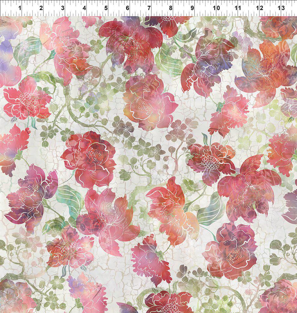 Ethereal Red Large Floral Print Fabric-In The Beginning Fabrics-My Favorite Quilt Store