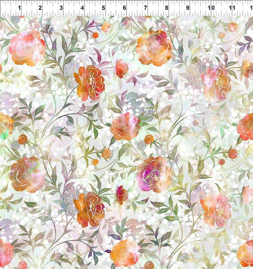 Ethereal Red Orange Floral Print Fabric-In The Beginning Fabrics-My Favorite Quilt Store