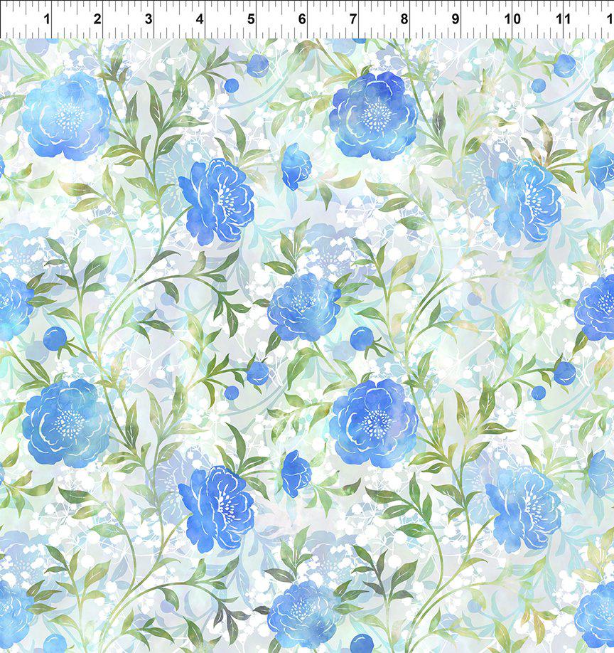 Ethereal Shades of Blue Floral Print Fabric-In The Beginning Fabrics-My Favorite Quilt Store