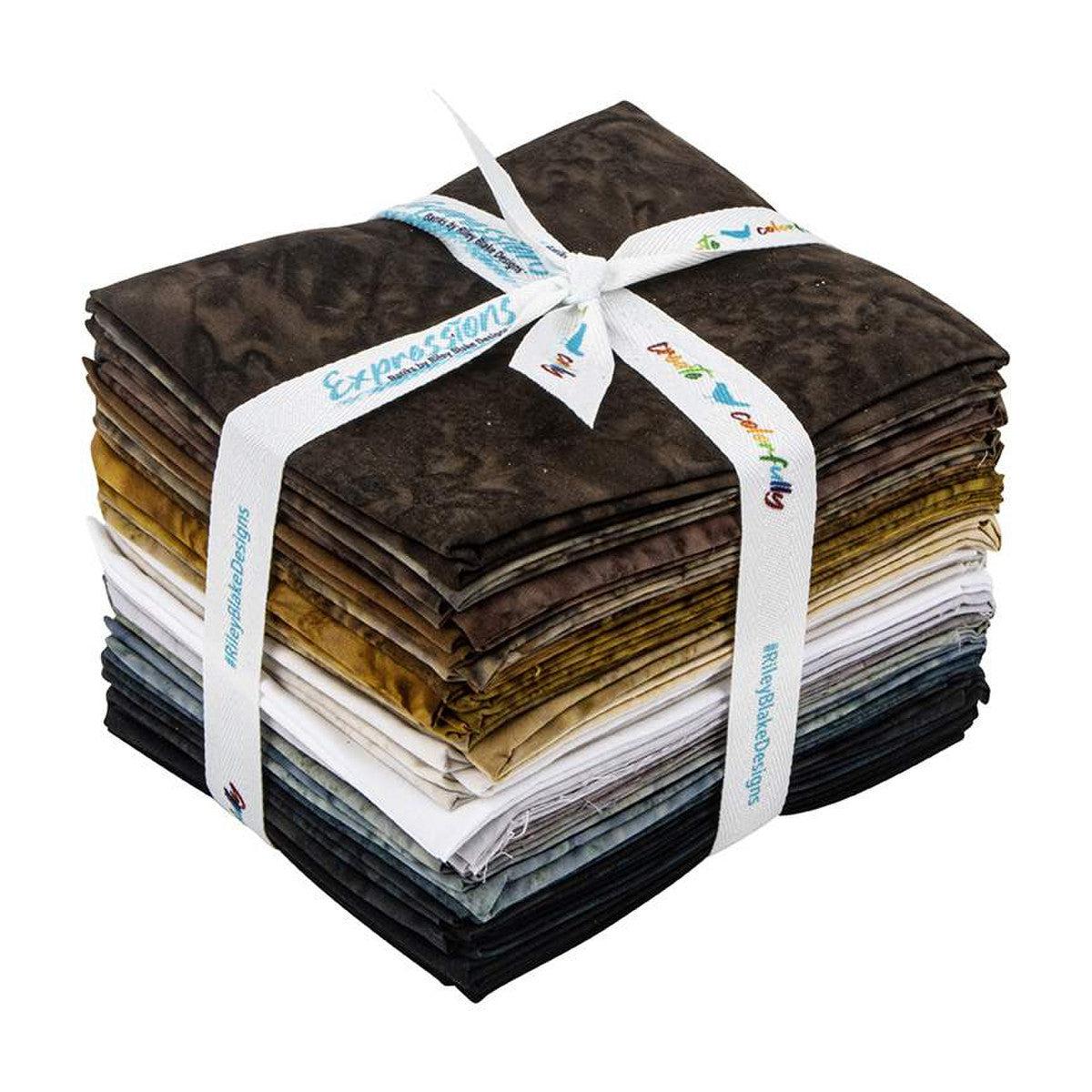 Expressions Batiks Shades of Brown and Black Fat Quarter Bundle