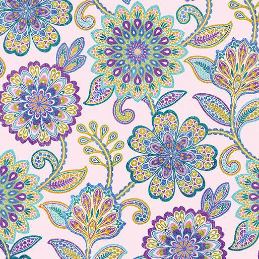 Fairy Enchantment Blush Enchanted Jacobean Floral Fabric-Benartex Fabrics-My Favorite Quilt Store