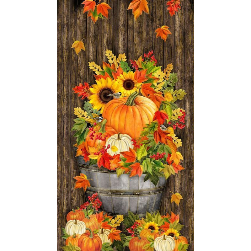 Fall Is In The Air Harvest Metallic Floral Panel 24"-Timeless Treasures-My Favorite Quilt Store