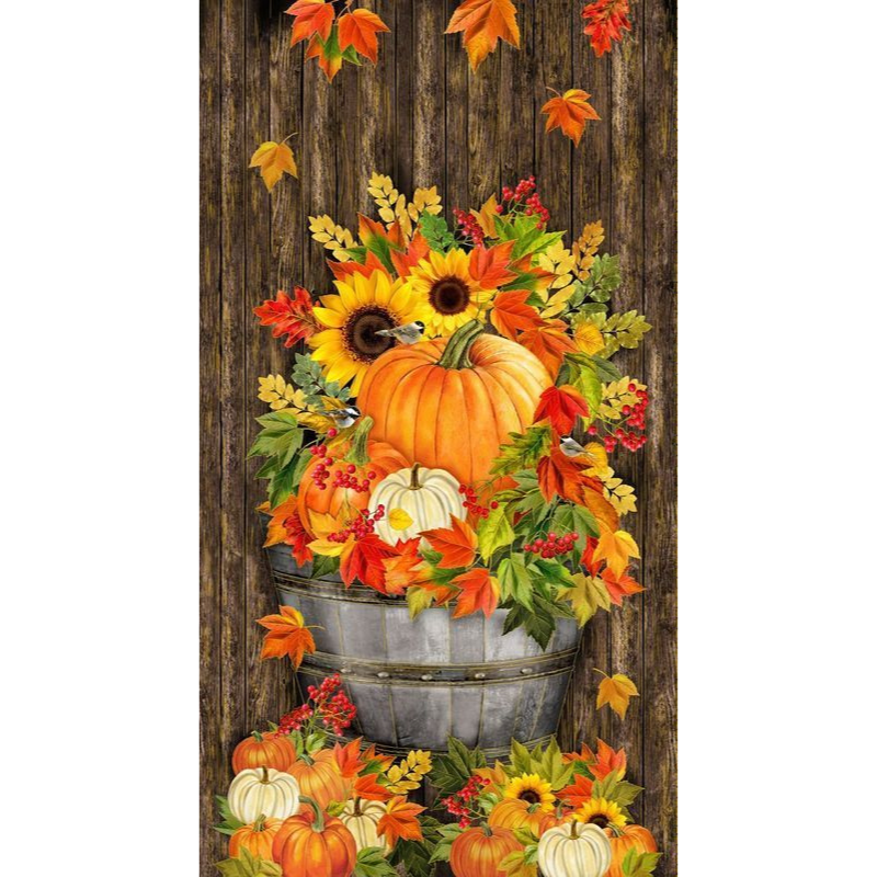 Fall Is In The Air Harvest Metallic Floral Panel 24"
