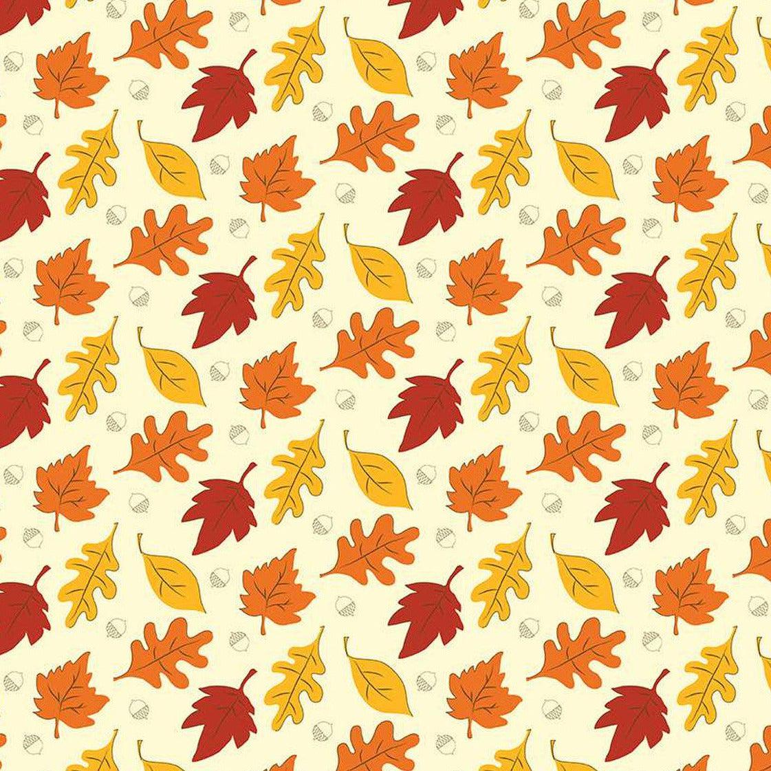 Fall's in Town Cream Leaves Fabric