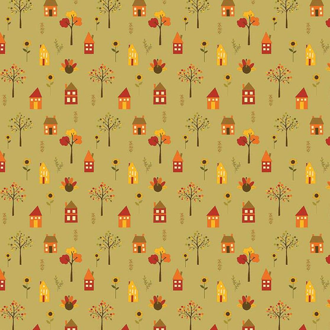 Fall's in Town Green Village Fabric-Riley Blake Fabrics-My Favorite Quilt Store