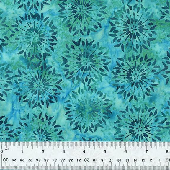 Fantasia Teal Fireworks Batik Fabric-Anthology Fabrics-My Favorite Quilt Store