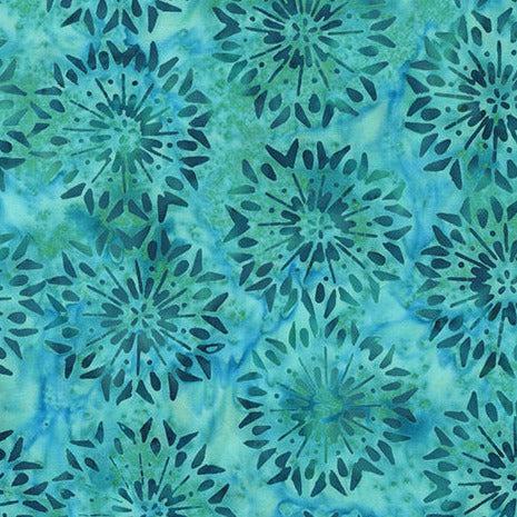 Fantasia Teal Fireworks Batik Fabric