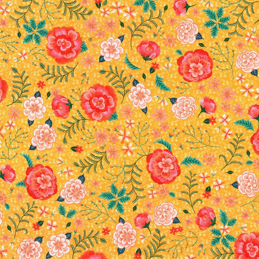 Faraway Florals Apricot Floral Fabric-Robert Kaufman-My Favorite Quilt Store