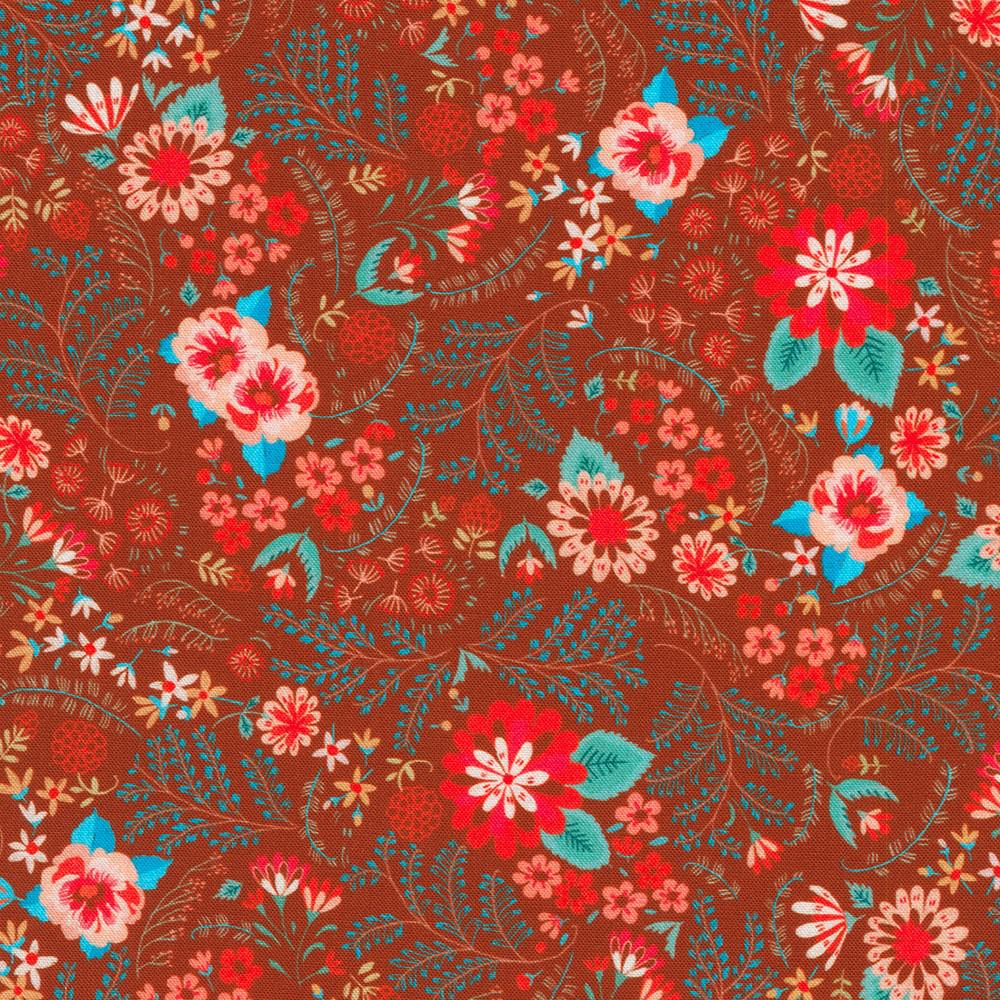 Faraway Florals Burgundy Packed Small Floral-Robert Kaufman-My Favorite Quilt Store