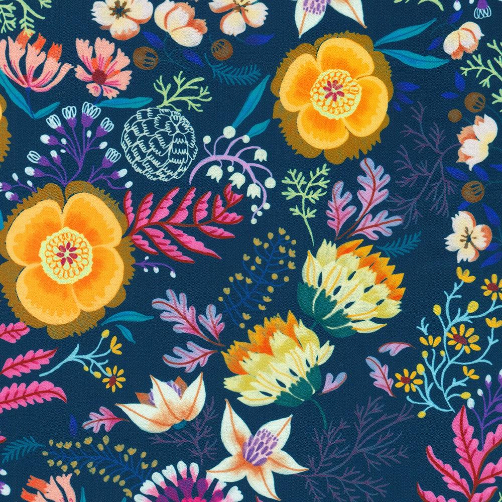 Faraway Florals Ocean Floral Fabric-Robert Kaufman-My Favorite Quilt Store