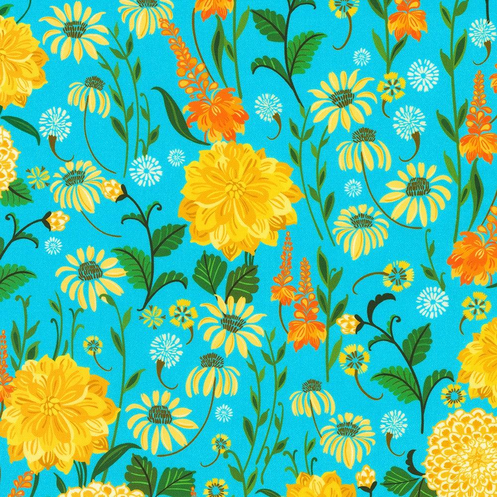 Faraway Florals Pool Floral Fabric-Robert Kaufman-My Favorite Quilt Store