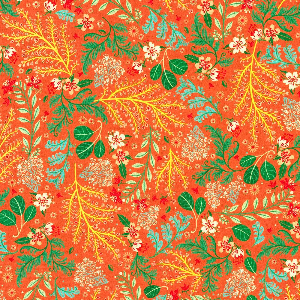 Faraway Florals Tangerine Vines Fabric