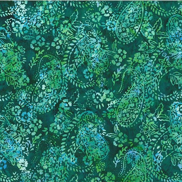 Festive Green Mallard Paisley Bali Batik Fabric