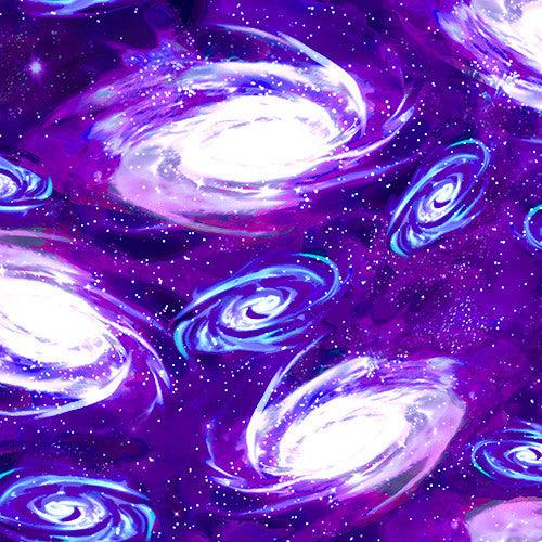Final Frontier Purple Swirling Galaxies Digital Print Fabric-3 Wishes Fabric-My Favorite Quilt Store