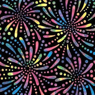 Fireworks Black Multi Firework 108" Wide Fabric