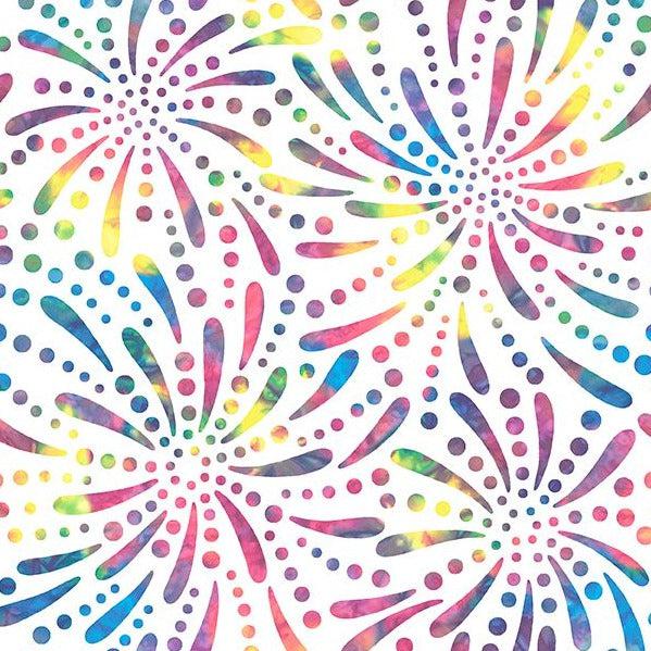 Fireworks White Multi Firework 108" Wide Fabric