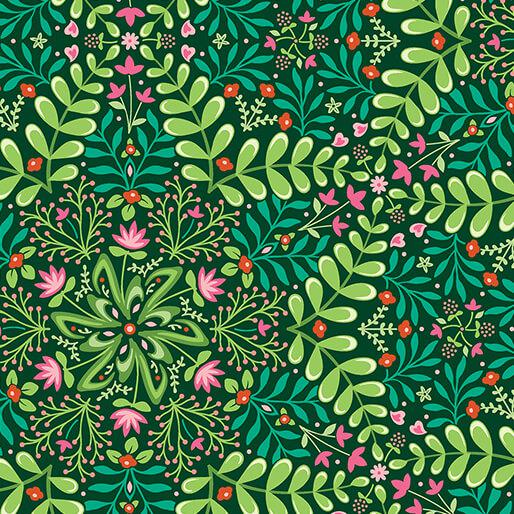 Flora & Fauna Forest Evergreen Medallion Fabric