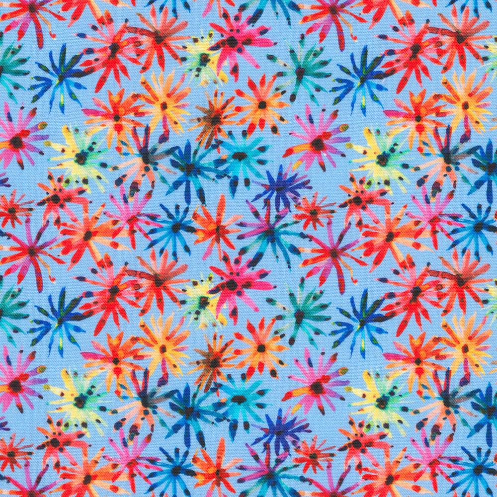 Flora and Fun Allover Floral Cerulean Fabric-Robert Kaufman-My Favorite Quilt Store