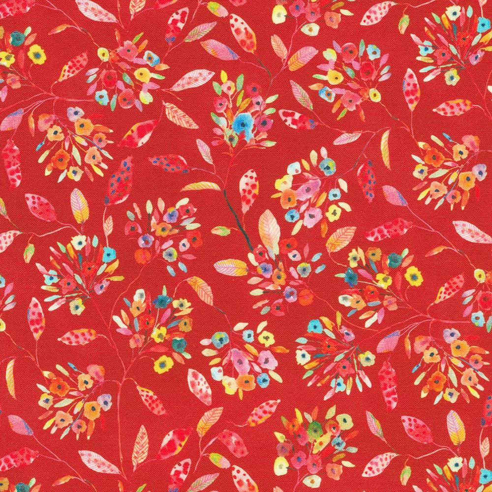 Flora and Fun Allover Floral Poppy Fabric-Robert Kaufman-My Favorite Quilt Store