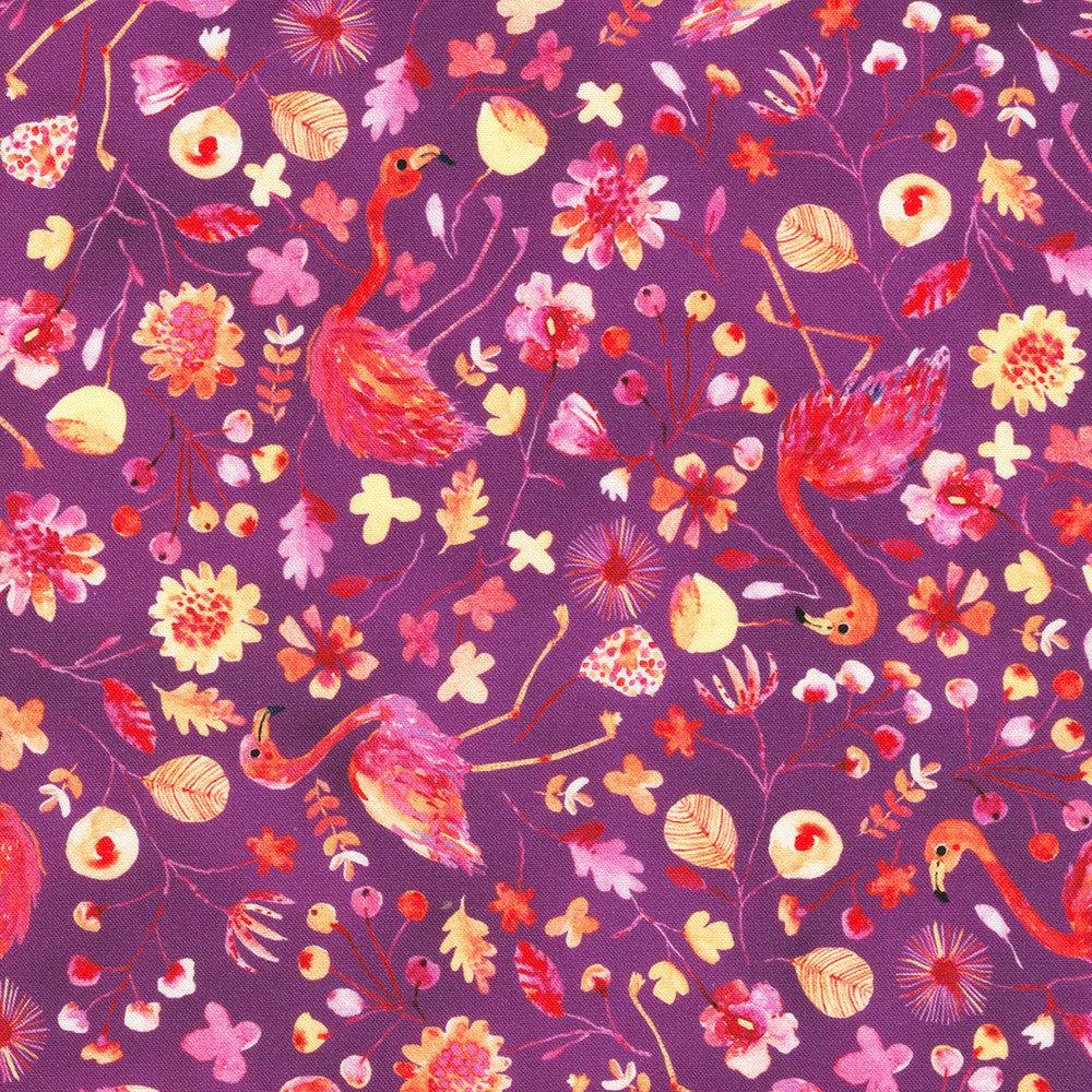 Flora and Fun Flowers Aubergine Fabric