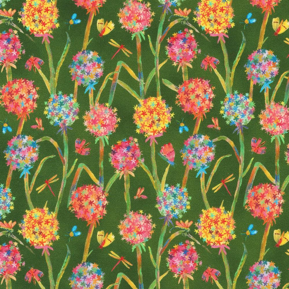 Flora and Fun Flowers Grass Fabric-Robert Kaufman-My Favorite Quilt Store