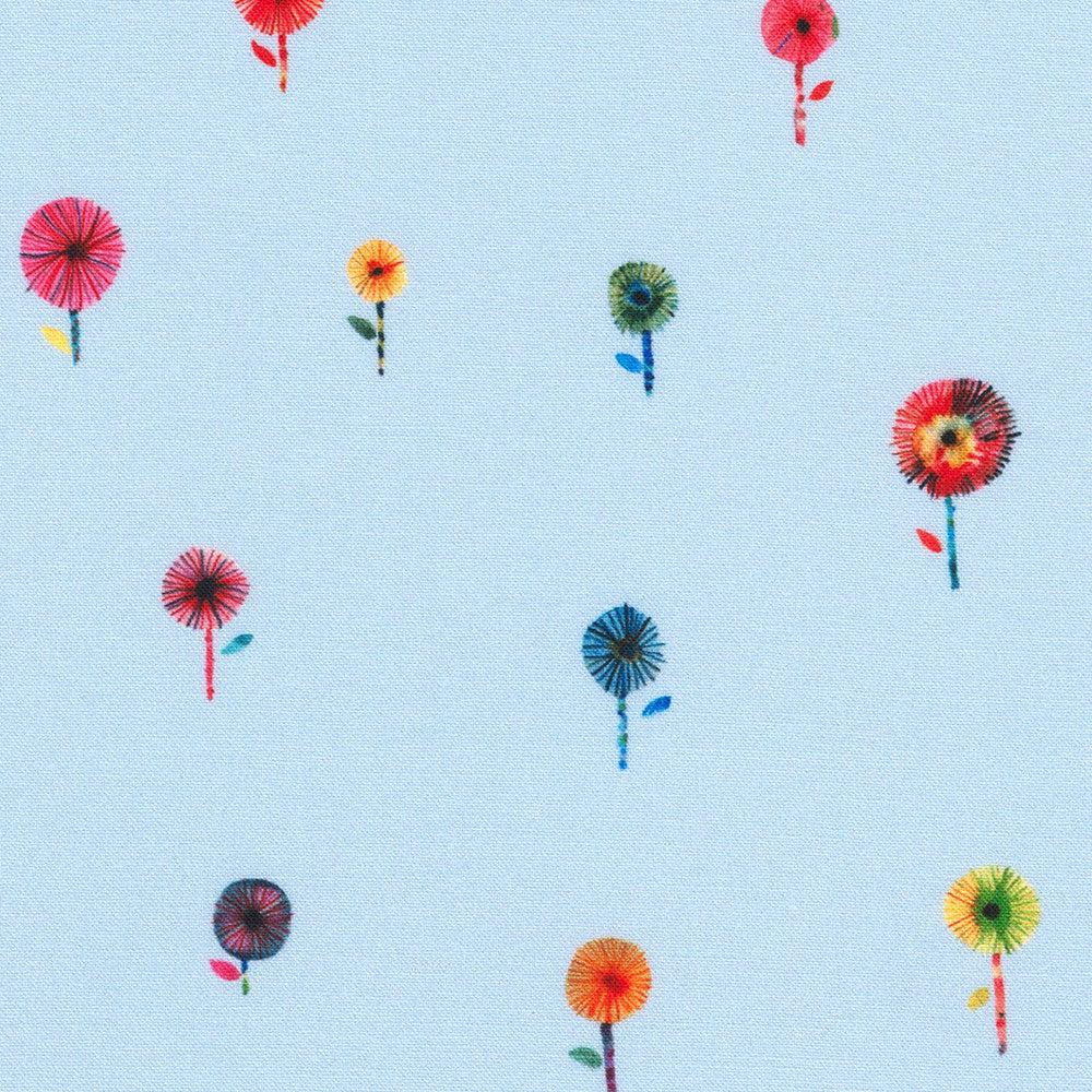 Flora and Fun Small Flowers Sky Fabric-Robert Kaufman-My Favorite Quilt Store