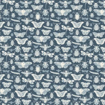 Floral Gardens Navy Insects Fabric-Riley Blake Fabrics-My Favorite Quilt Store