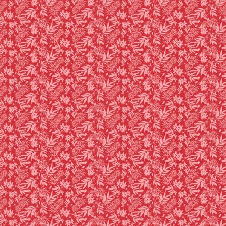 Floral Gardens Red Leaves Fabric