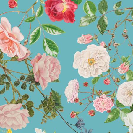 Floral Gardens Sky Main Fabric-Riley Blake Fabrics-My Favorite Quilt Store