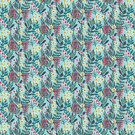 Floral Pets Light Blue Hanna Small Floral Fabric-Free Spirit Fabrics-My Favorite Quilt Store