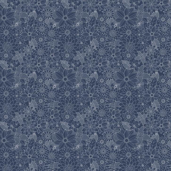 Floral Pets Sigrid Navy Floral Fabric