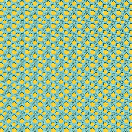 Floral Pets Sky Blue Lemons Fabric