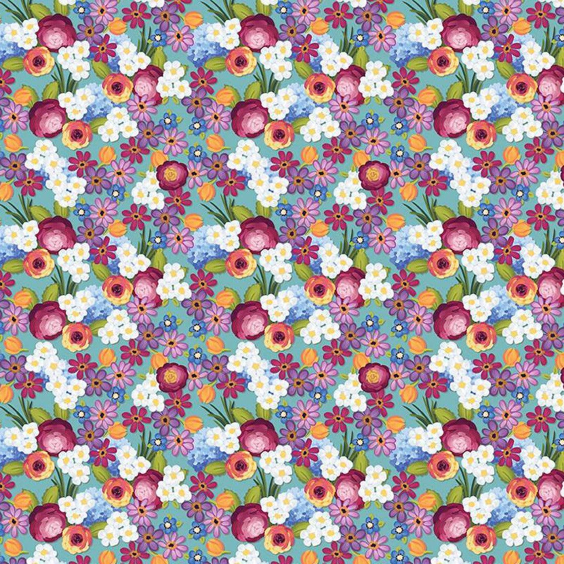 NEW* Flowery Florid Blooms White 90 Quilt: Fabric Kit - Victoria